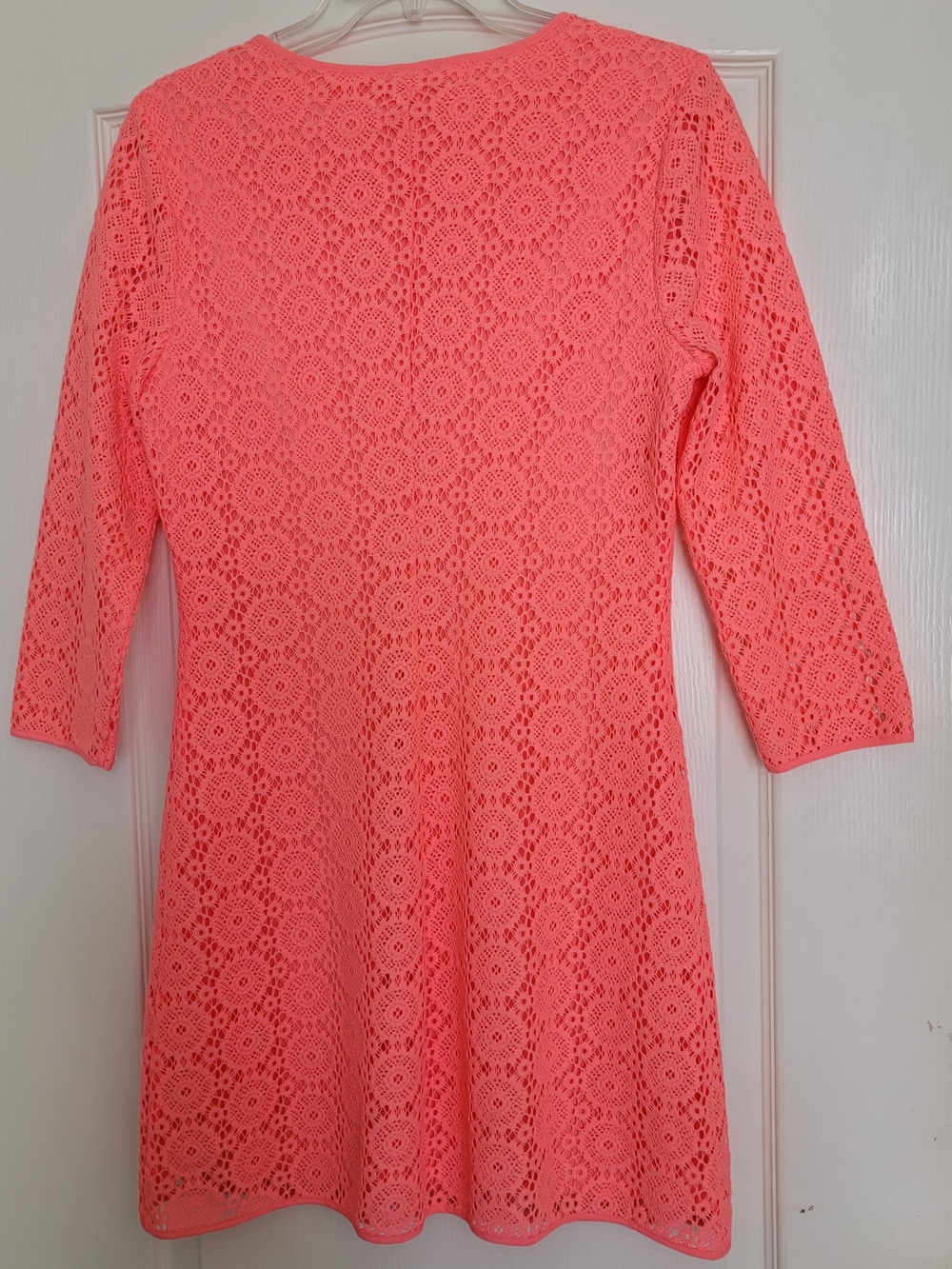 Lilly Pulitzer Floral Lace Shift Dress V-Neck 3/4 Sleeve Lined Medium - Picture 3 of 7